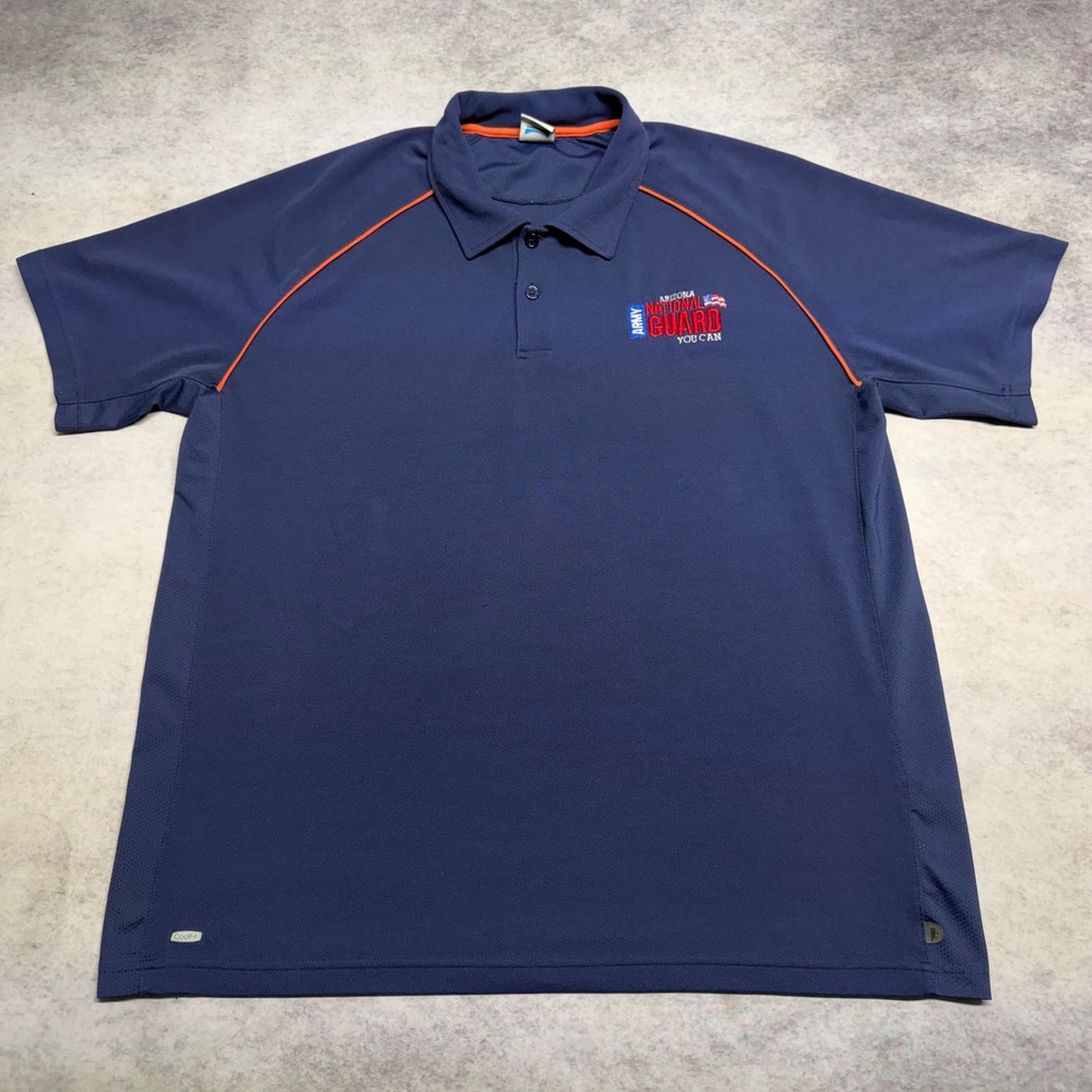 Alo Arizona National Guard CoolFit Mens XXL Blue Orange Yoga Performance Polo